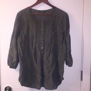 Green linen peasant blouse